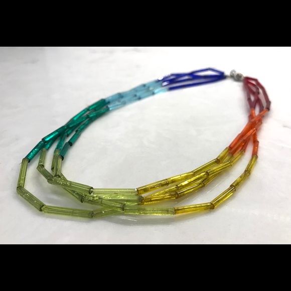 Vintage Philippe Audibert Necklace, Rainbow 17” - Picture 2 of 8